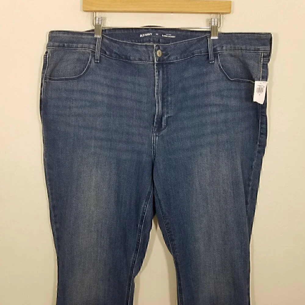NWT Old Navy High-Rise Super Skinny Stretch Jeans Blue Plus Size 22 - Picture 2 of 5